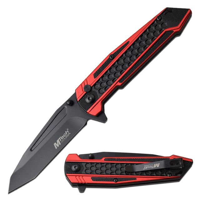Mtech Manual Folding Knive 3.5in Blade 8.325in Overall 3CR13 Steel Blade Knive Black/Red