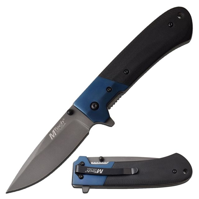 Mtech Manual Folding Knive 3in Blade G10 Handle 3CR13 Steel Blade Knive Blue
