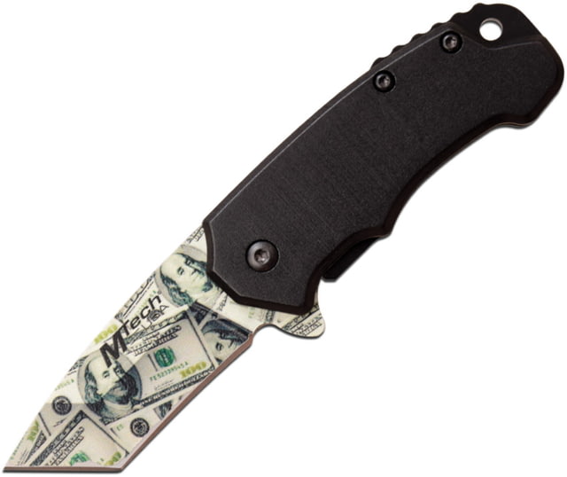 Mtech Money Framelock A/O Folding Knife 2" 3Cr13 stainless tanto blade Black anodized aluminum handle - Mtech