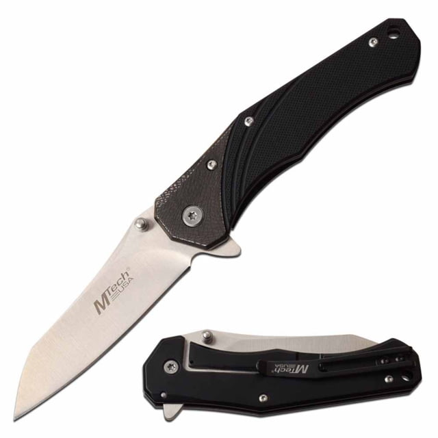 Mtech  Manual Folding Knife 4.75in 3CR13 Stainless Steel Sheepsfoot Steel Blade G10 Handle Gray - Mtech