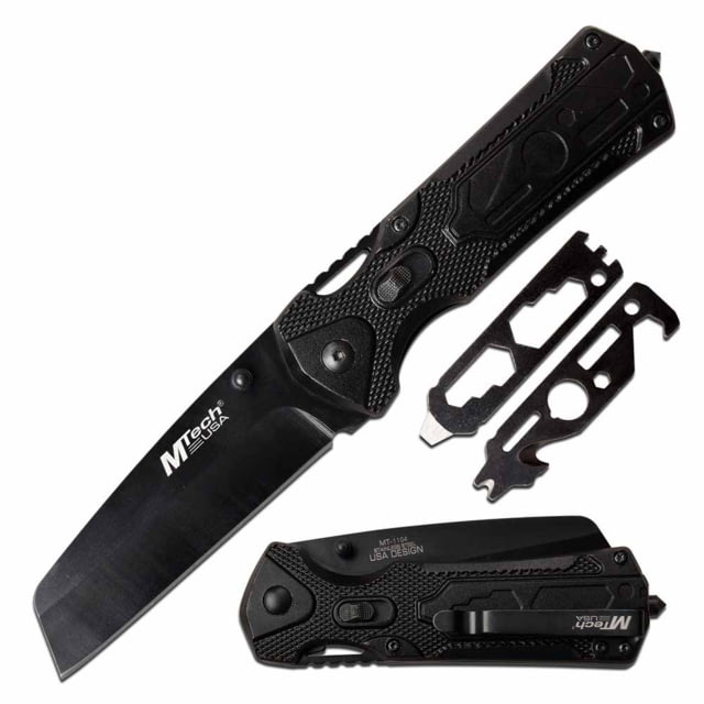 Mtech  Manual Folding Knife 3.5in 3CR13 Stainless Steel Wharncliffe Black Blade Aluminum Handle Black