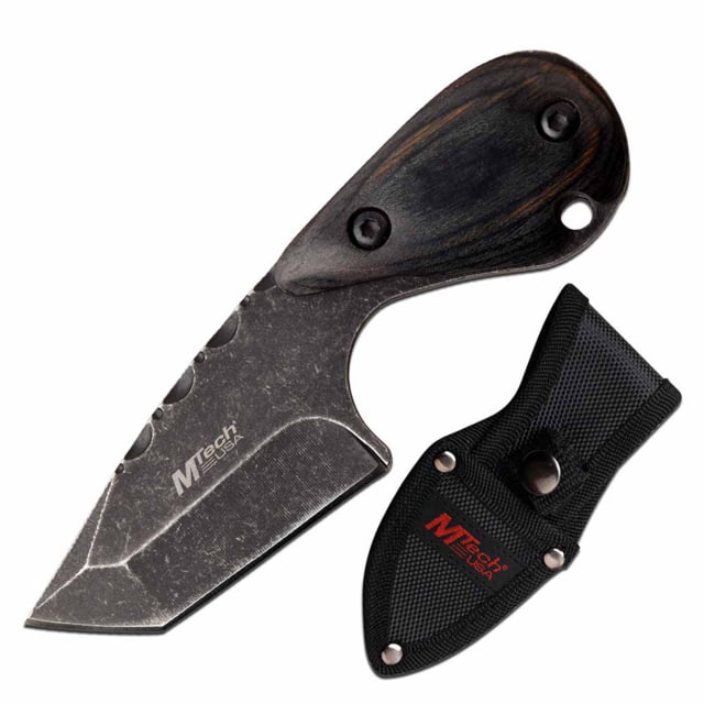 Mtech  Fixed Blade Knife 2.5in 3CR13 Stainless Steel Tanto Stonewashed Blade Pakkawood Handle Black - Mtech