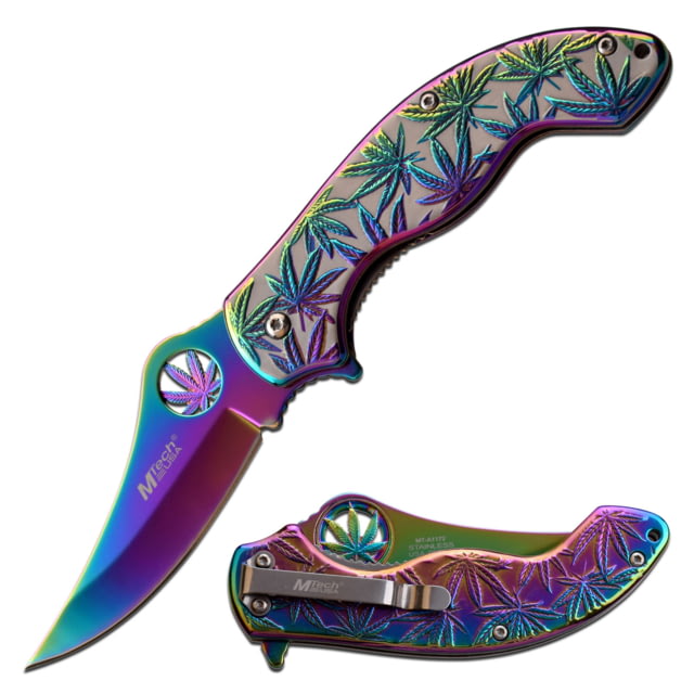 Mtech Persian Spring Assisted Knife 3.25 in 3Cr13 Stainless Steel Stainless Steel Rainbow - Mtech