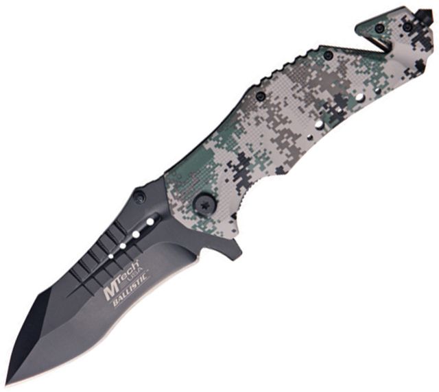 Mtech Rescue Linerlock A/O Green Camo Knife - Mtech