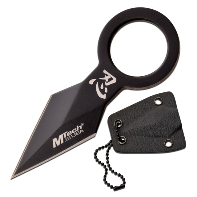 Mtech Spear Point Fixed Blade Knife w/Bead Chain 1.75 in 3Cr13 Stainless Steel Stainless Steel Black