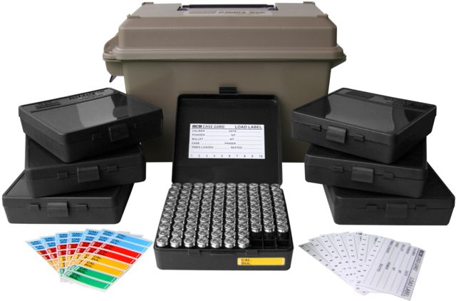 MTM 45 ACP Ammo Can 700 Round w/ 7 each P-100-45s, Dark Earth ACC45 by USA MTM Reloading Ammo Boxes