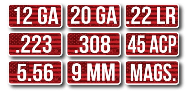 MTM Ammo Caliber Label Display With 54 Units - Mtm