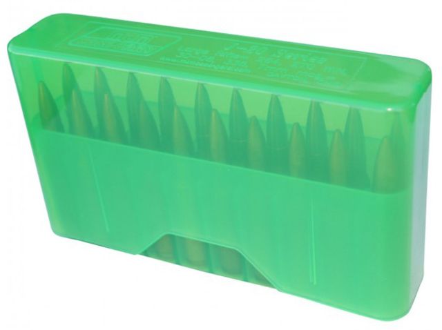 MTM J-20 Slip-Top Boxes .22-250/.243/6PPC, Clear Green, J-20-M-16 by USA MTM Reloading Ammo Boxes
