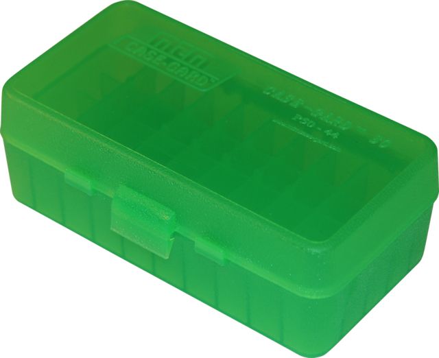 MTM P50 Fliptop Box Handgun .44 Magnum/44 Special/.41 Magnum/.45 Colt, Clear Green, P50-44-16 by USA MTM Reloading Ammo Boxes