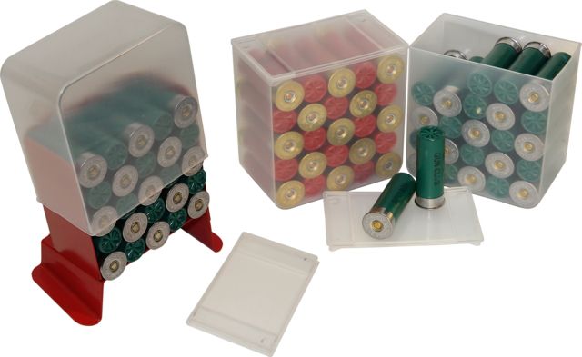 MTM Shell Stack Holds 25 Loaded 2.75 Inch 12 Gauge Shotshells Clear Sold In 4-Packs, SS25-00 by USA MTM Reloading Ammo Boxes