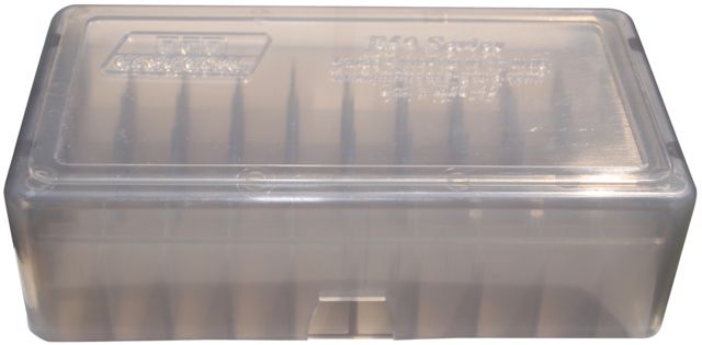 MTM Slip-Top Ammo Box 50 Round Square Hole 41 - 44 Clear Smoke