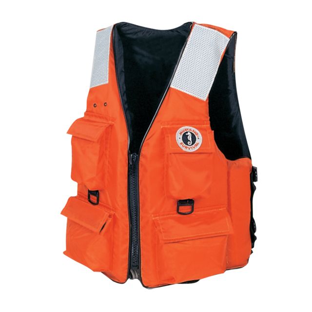 Mustang Survival 4-Pocket Vest w/SOLAS Reflective Tape - 3XL/7XL - Orange 3XL/7XL-OR