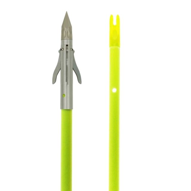 Muzzy Iron 3-Blade Fish Point w/Chartreuse Arrow Nock Installed
