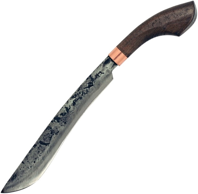 My Parang Golok 120 Machete Knife 17.75in Overall 11in Hammered Finish 5160 Carbon Steel Blade Copper Bolster Renewable Eco Wood Handle Black Nylon - My Parang