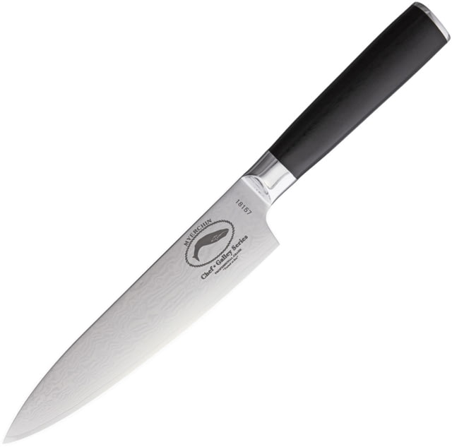Myerchin Galley Chefs Knife Damascus Kitchen Knives 13.25in Overall 8in Damascus Steel Blade Black G10 Handle Black - Myerchin