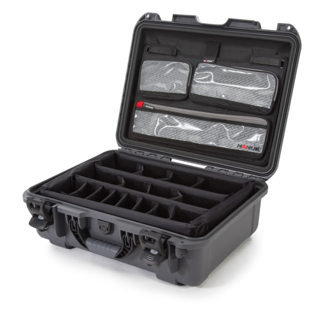 Nanuk 930 Pro Photo Camera Case Kit w/Lid Organizer / Padded Divider Graphite Medium - Nanuk