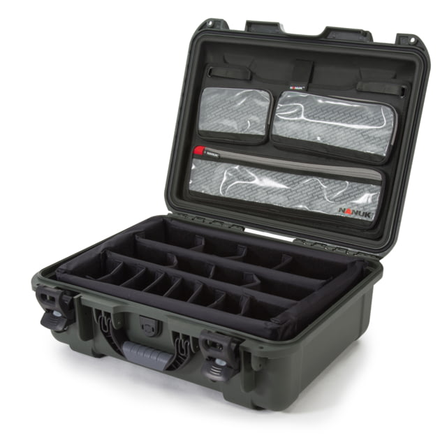 Nanuk 930 Pro Photo Camera Case Kit w/Lid Organizer / Padded Divider Olive Medium - Nanuk