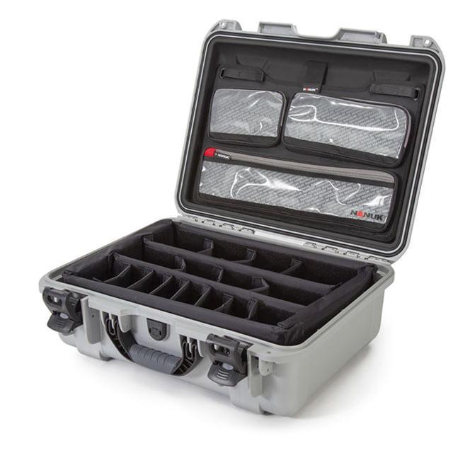 Nanuk 930 Pro Photo Camera Case Kit w/Lid Organizer / Padded Divider Silver Medium - Nanuk