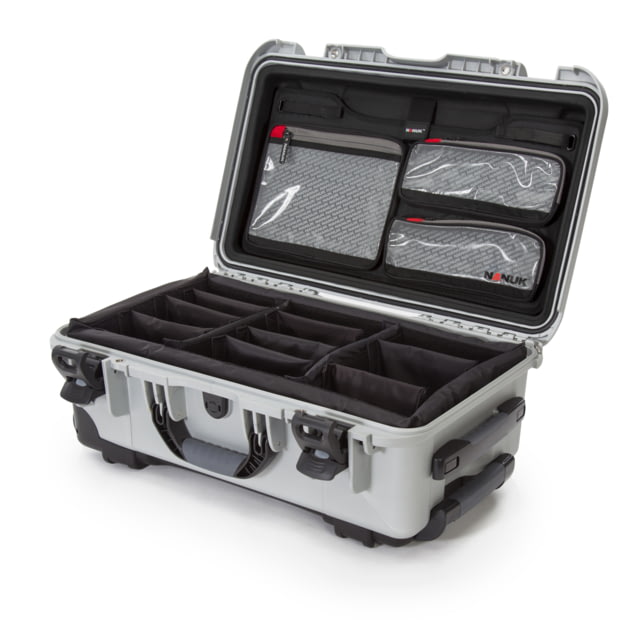 Nanuk 935 Pro Photo Camera Case Kit w/Lid Organizer / Padded Divider Silver Large - NANUK