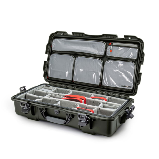 Nanuk 980 Pro Photo Camera Case Kit w/Lid Organizer / Padded Divider Olive Medium - Nanuk