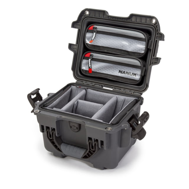 Nanuk 908 Pro Photo Camera Case Kit w/Lid Organizer / Padded Divider Graphite Small - Nanuk