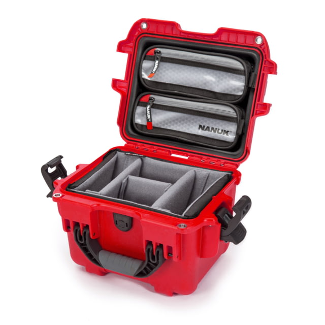 Nanuk 908 Pro Photo Camera Case Kit w/Lid Organizer / Padded Divider Red Small - Nanuk
