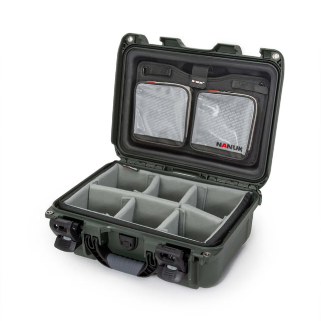 Nanuk 915 Pro Photo Camera Case Kit w/Lid Organizer / Padded Divider Olive Medium - Nanuk