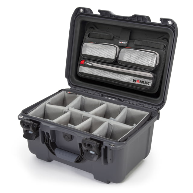 Nanuk 918 Pro Photo Camera Case Kit w/Lid Organizer / Padded Divider Graphite Medium - Nanuk
