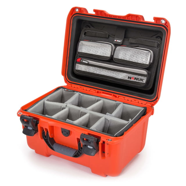 Nanuk 918 Pro Photo Camera Case Kit w/Lid Organizer / Padded Divider Orange Medium - Nanuk