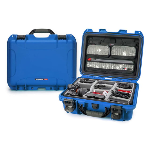 Nanuk 920 Pro Photo Camera Case Kit w/Lid Organizer / Padded Divider Blue Medium - Nanuk