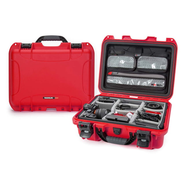 Nanuk 920 Pro Photo Camera Case Kit w/Lid Organizer / Padded Divider Red Medium - Nanuk