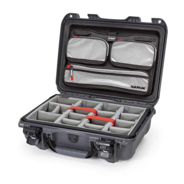 Nanuk 923 Pro Photo Camera Case Kit w/Lid Organizer / Padded Divider Graphite Medium - Nanuk