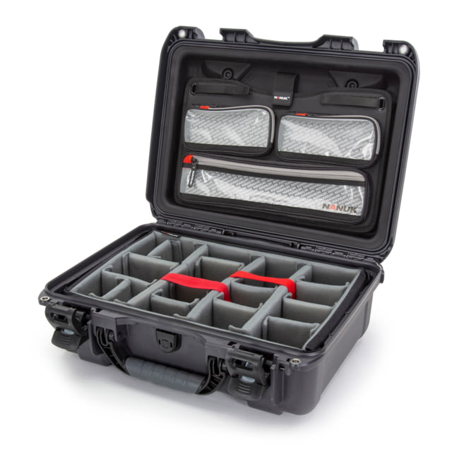 Nanuk 925 Pro Photo Camera Case Kit w/Lid Organizer / Padded Divider Graphite Medium - Nanuk