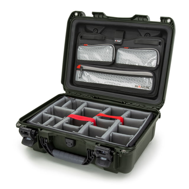 Nanuk 925 Pro Photo Camera Case Kit w/Lid Organizer / Padded Divider Olive Medium - Nanuk