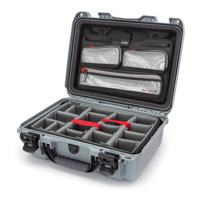 Nanuk 925 Pro Photo Camera Case Kit w/Lid Organizer / Padded Divider Silver Medium - Nanuk