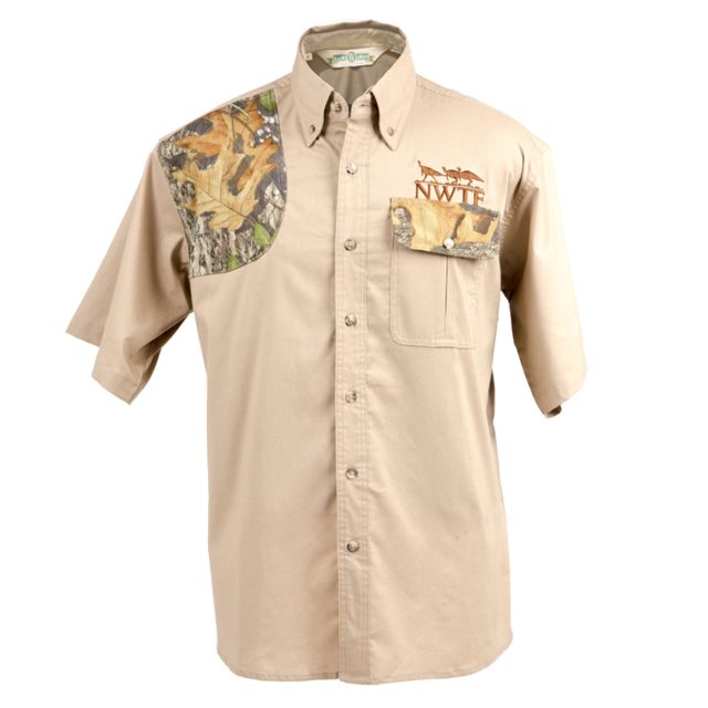 National Wild Turkey Federation 126 Short Sleeve Hunting Shirt - Mens Khaki/Mossy Oak Obsession M