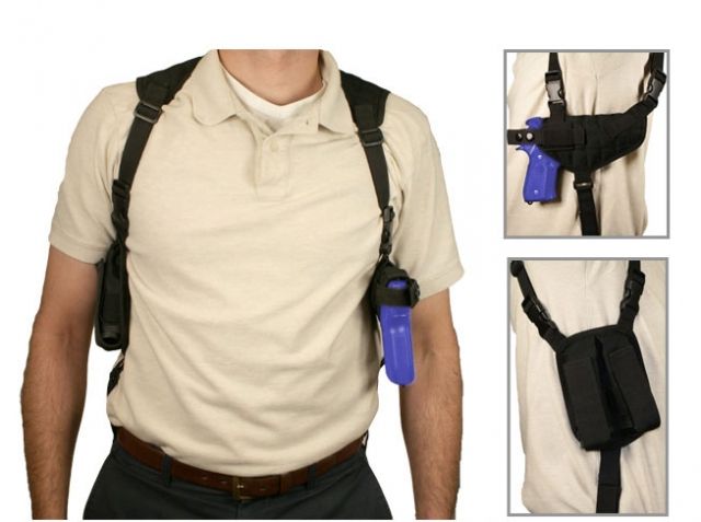 USED VISM Ambidextrous Black Shoulder Holster/Double Magazine Holder  EDEMO1 Used Condition Like New Inspect and Rebox - Vism