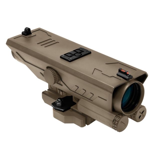 NcStar NCSTAR Delta 4X30 Rifle ScopeP4 Sniper ReticleRed/Blue IlluminationRed/White Navigation LEDQuick ReleaseGreen Lens Tan