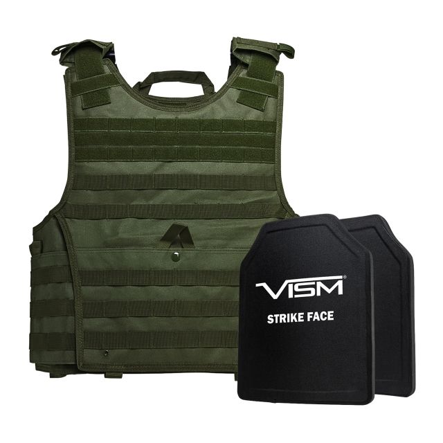 NcSTAR Expert Carrier Vest w/Two 10x12in Shooters Cut Hard PE Ballistic Panels Green 2XL - Ncstar