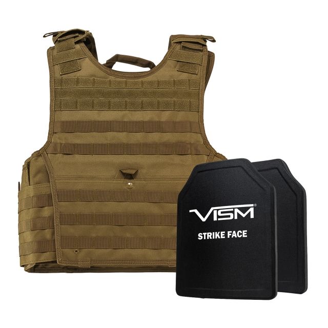 NcSTAR Expert Carrier Vest w/Two 10x12in Shooters Cut Hard PE Ballistic Panels Tan 2XL - Ncstar