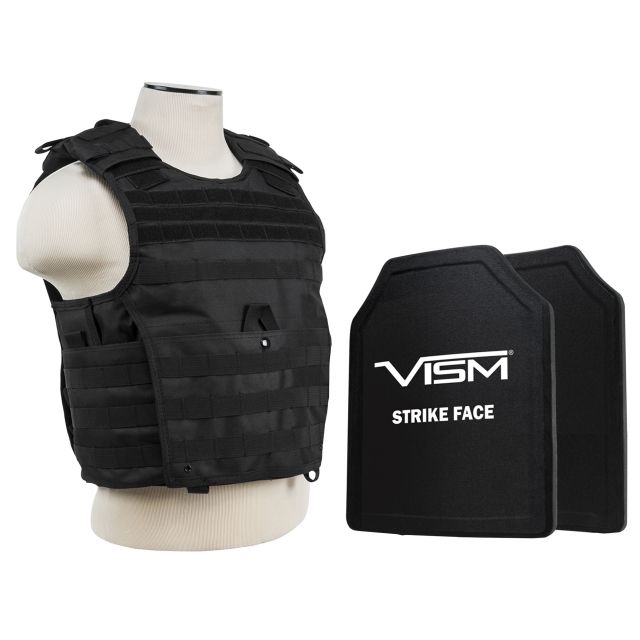 NcSTAR Expert Carrier Vest w/Two 11x14in Shooters Cut Hard PE Ballistic Panels Black Medium - 2XL