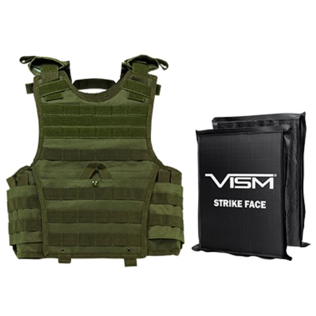 NcSTAR Expert Plate Carrier Vest w/Two 8x10in Rectangle Cut Soft Ballistic Panels Green Extra Small - Small - Ncstar