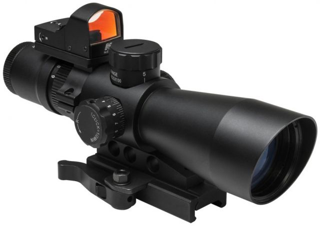 USED NcSTAR Ultimate Sighting System Gen-2 Rifle Scope w/ Micro Red Dot  P4 Sniper Reticle Black  EDEMO3 Condition Parts - NcSTAR