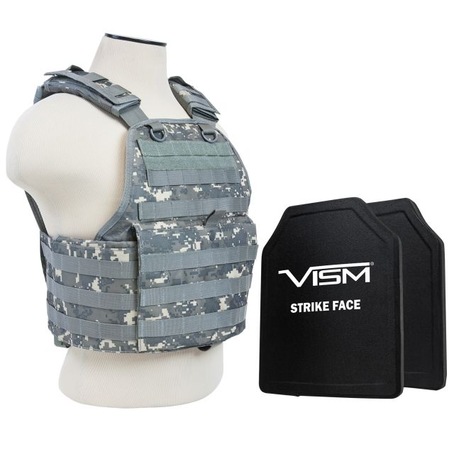 NcSTAR Plate Carrier Vest w/Two 10x12in Shooters Cut Hard PE Ballistic Panels Digital Camo - Ncstar