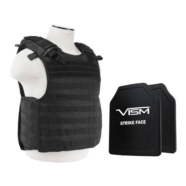 NcSTAR Quick Release Carrier Vest w/Two 11x14in Shooters Cut Hard PE Ballistic Panels Black Medium - 2XL - Ncstar