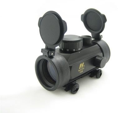 NcSTAR 1x30 B-Style Red Dot Sight Black w/Lens Caps & Weaver Base