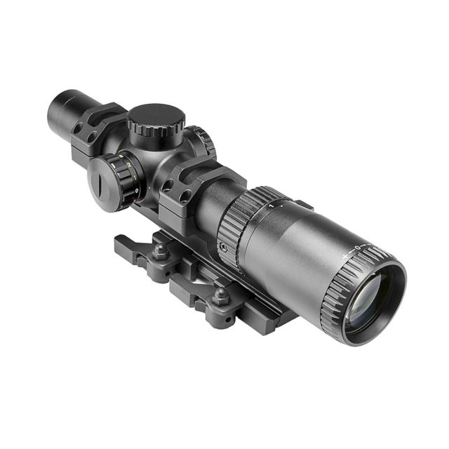 NcSTAR STR Series Full-Size  30mm Tube Rifle Scope Green/Red Illumination Low Power Variable Reticle Green Lens w/ VISM VMSPRBV2 Mount Combo - Ncstar
