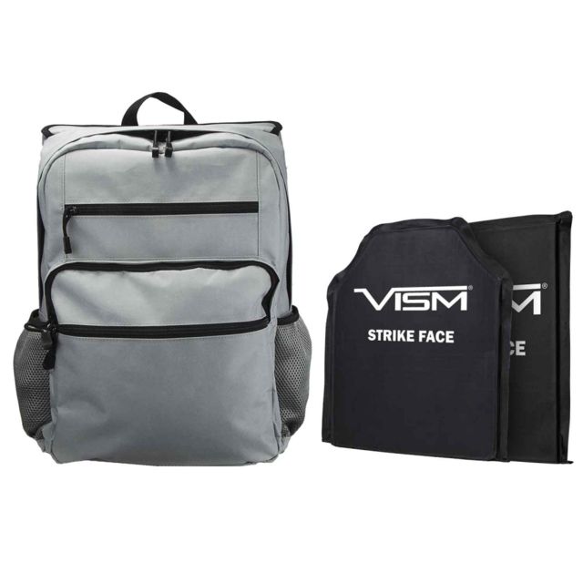 NcSTAR VISM GuardianPack Backpack with Front/Rear Compartments for Soft Body Armor 10 x 12in Level IIIA Ballistic Soft Panels Included Light Gray - Ncstar