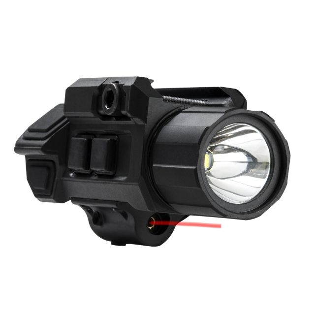 VISM Pistol Flashlight w/ Strobe And Red Laser Gen 3 CR123A Red/White 200 Lumens Black - Vism