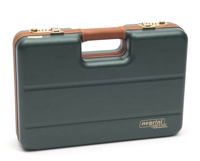 Negrini Luxury Handgun Case Green/Cognac Leather Trim/Brown Interior - Negrini